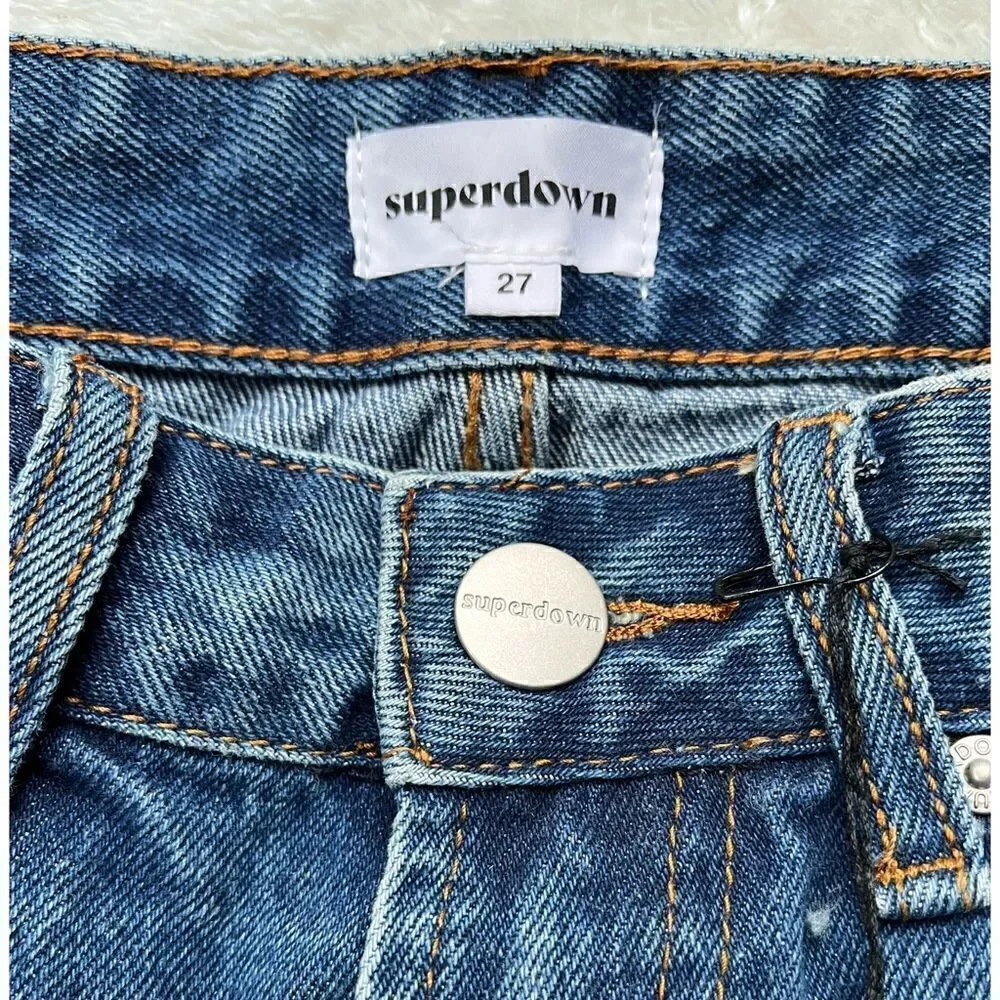 NWT superdown Lennon Distressed Mid Short in Dark Blue, Size 27
